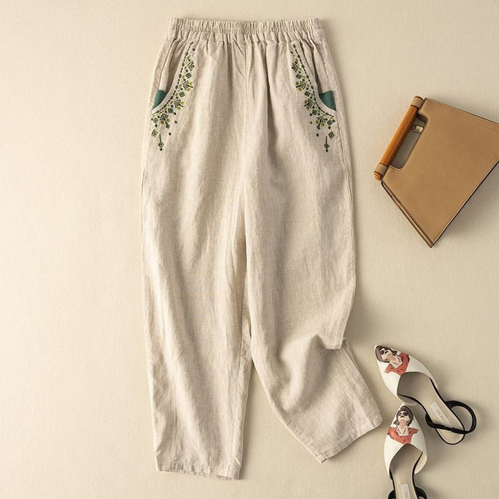 【Coton et Lin】Pantalon Vintage Décontracté