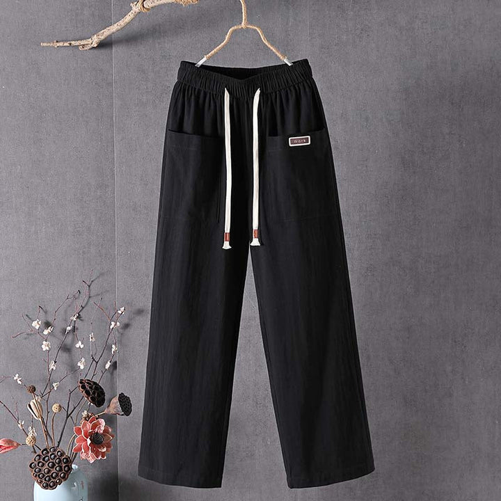 【Coton et Lin】Pantalons Casual Unis