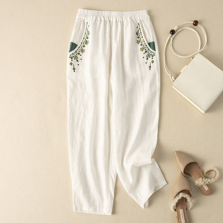 【Coton et Lin】Pantalon Vintage Décontracté