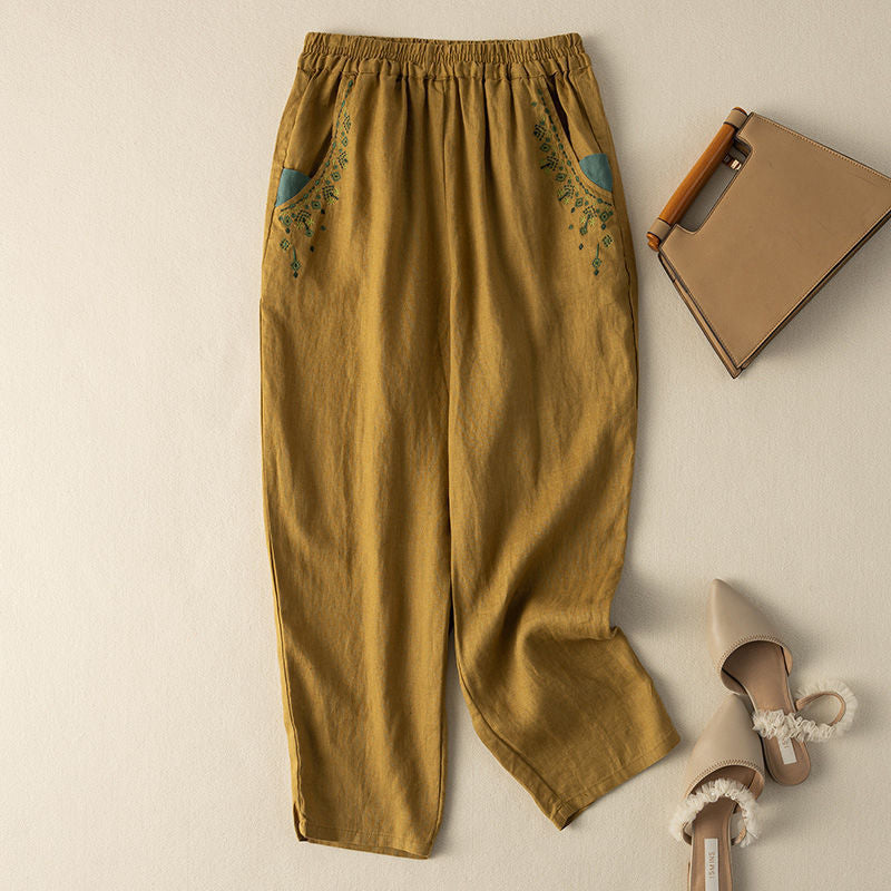 【Coton et Lin】Pantalon Vintage Décontracté