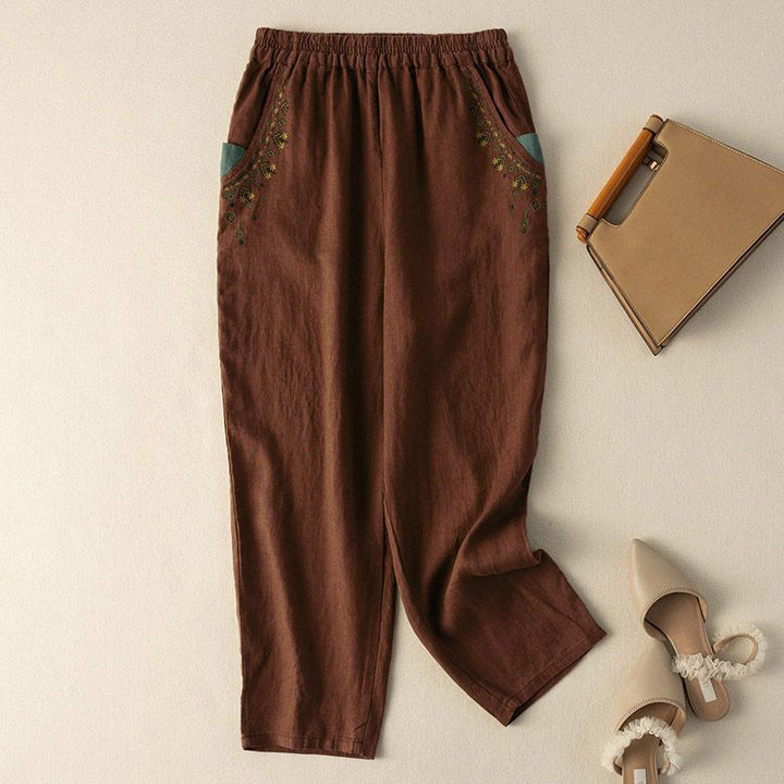 【Coton et Lin】Pantalon Vintage Décontracté