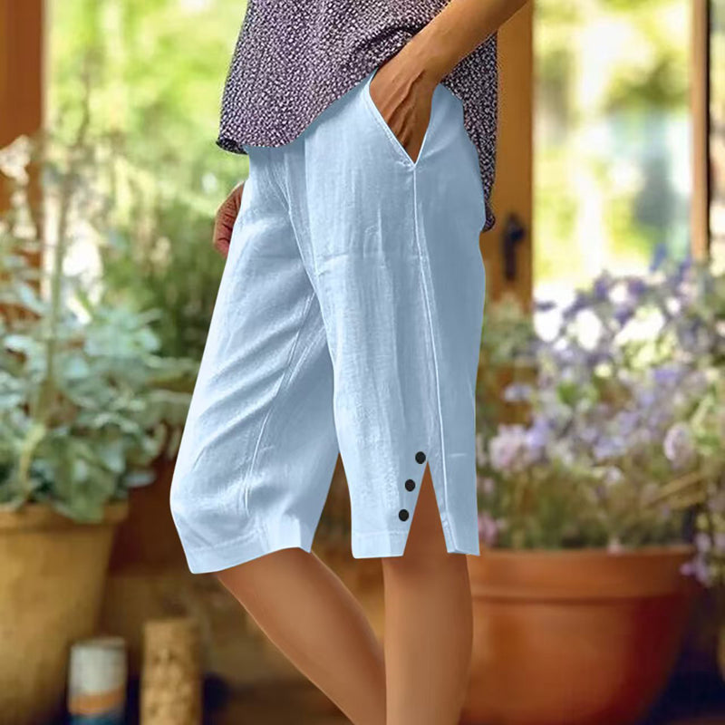 【Coton Et Lin】Pantalon Décontracté Uni