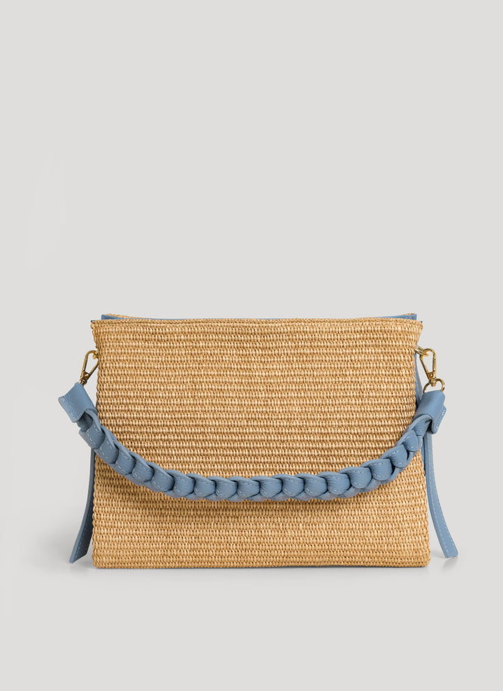 Sac Braid en Cuir et Raphia Denim
