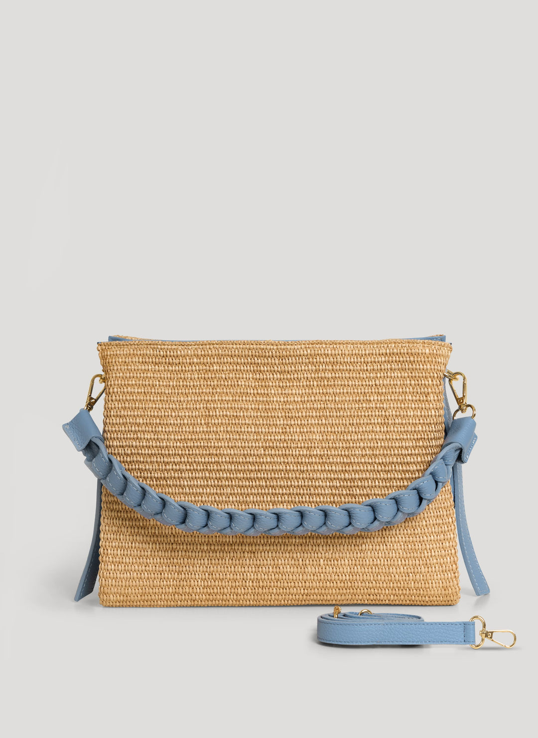 Sac Braid en Cuir et Raphia Denim