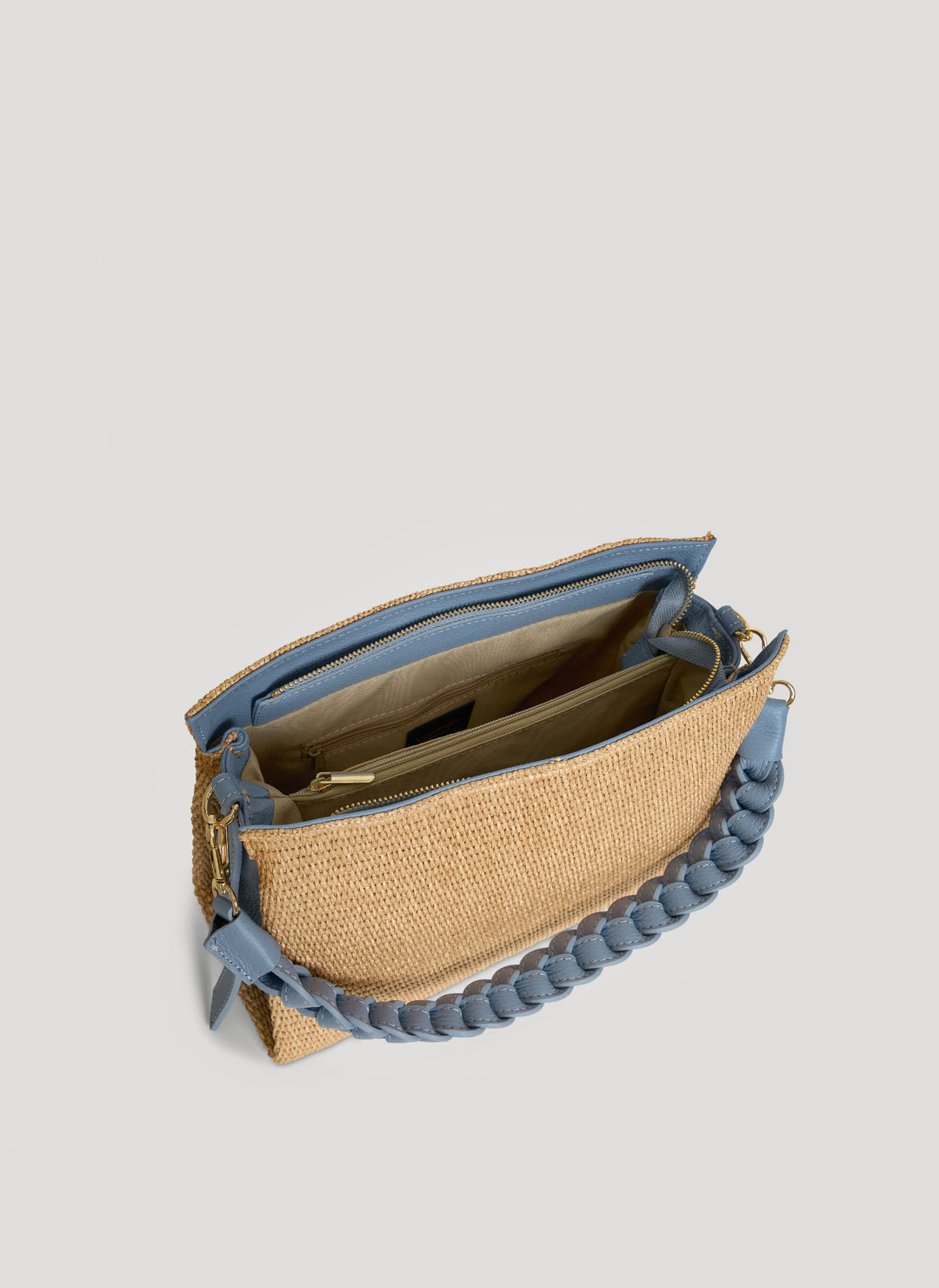 Sac Braid en Cuir et Raphia Denim