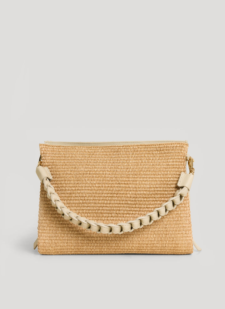 Sac Braid en Cuir et Raphia Crème