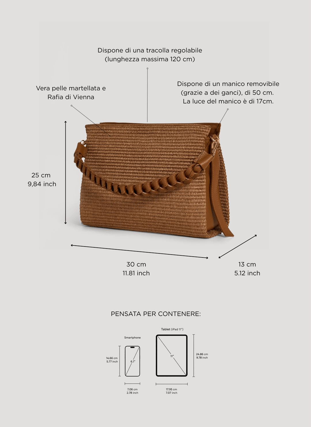 Sac Braid en Cuir et Raphia Édition Limitée Cuoio