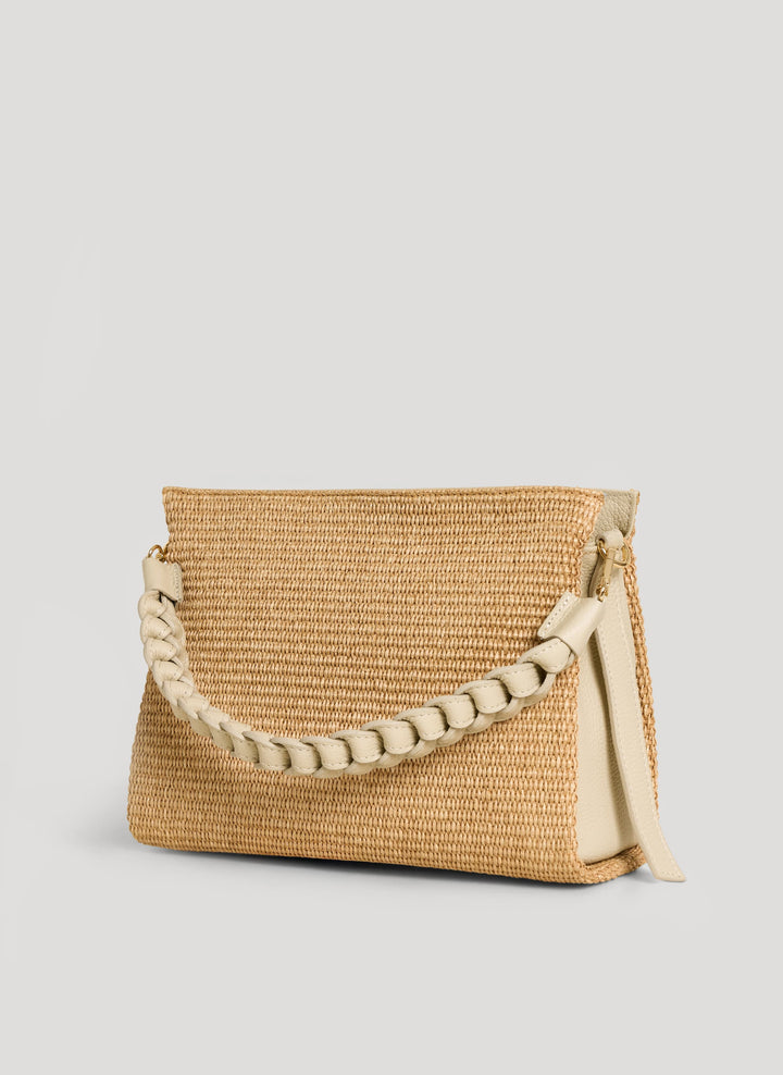 Sac Braid en Cuir et Raphia Crème