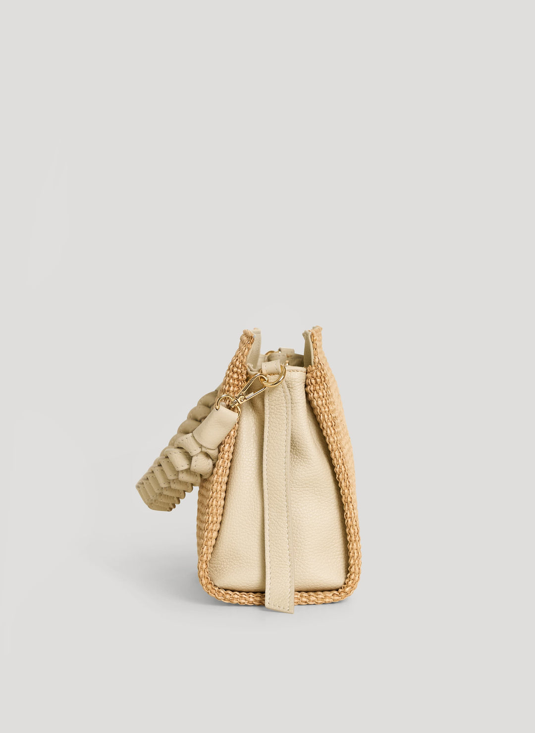 Sac Braid en Cuir et Raphia Crème