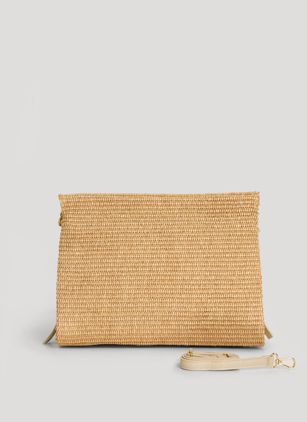Sac Braid en Cuir et Raphia Crème