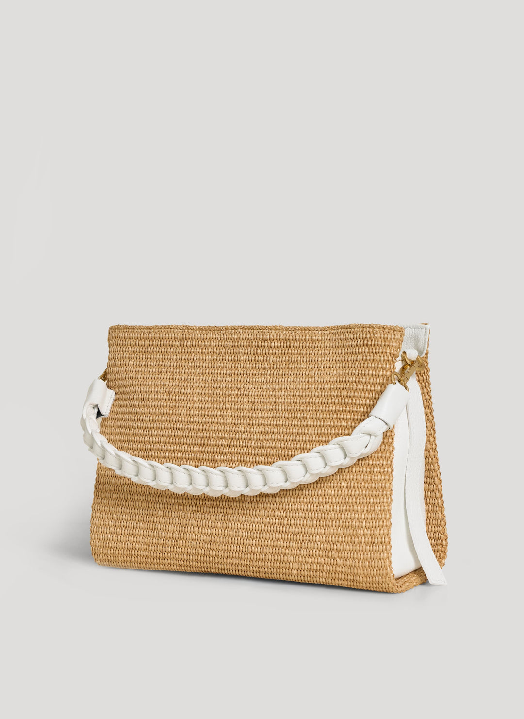 Sac Braid en Cuir et Raphia Blanc