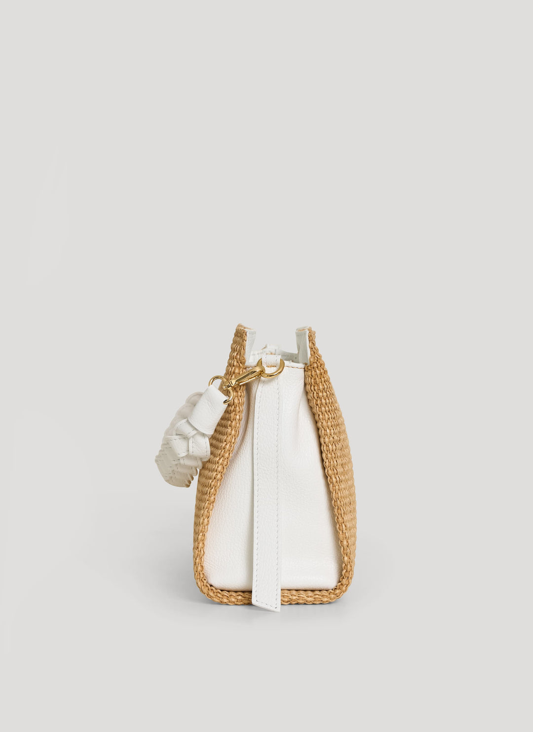 Sac Braid en Cuir et Raphia Blanc