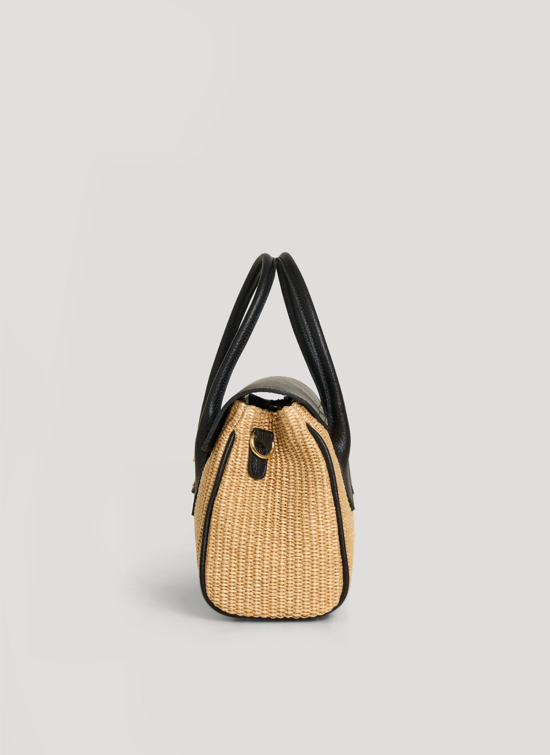Sac Cécile en Cuir et Raphia Noir