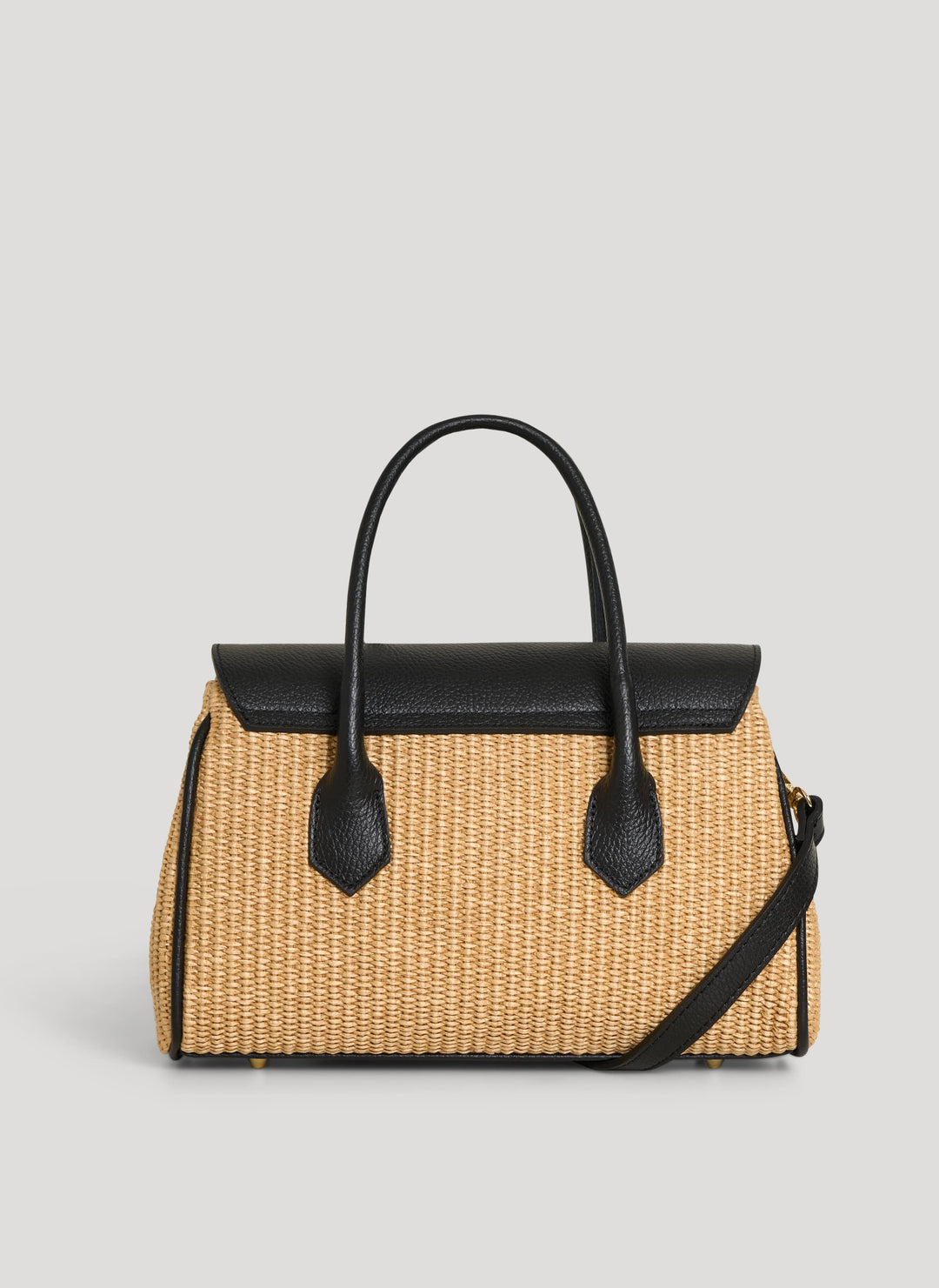 Sac Cécile en Cuir et Raphia Noir