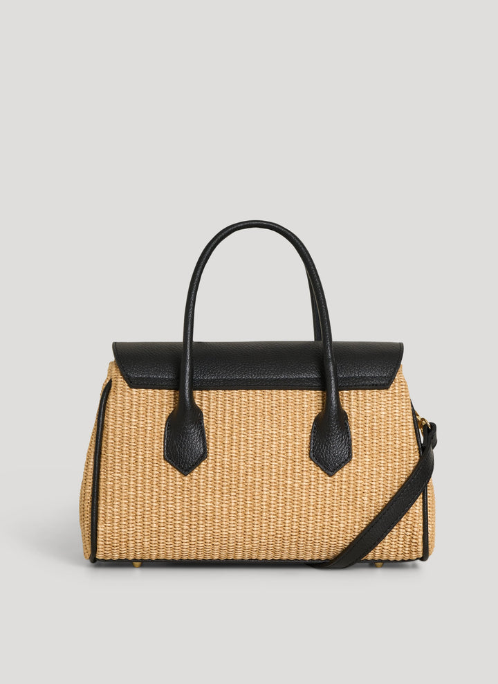 Sac Cécile en Cuir et Raphia Noir