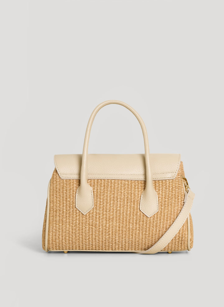 Sac Cécile en Cuir et Raphia Crème