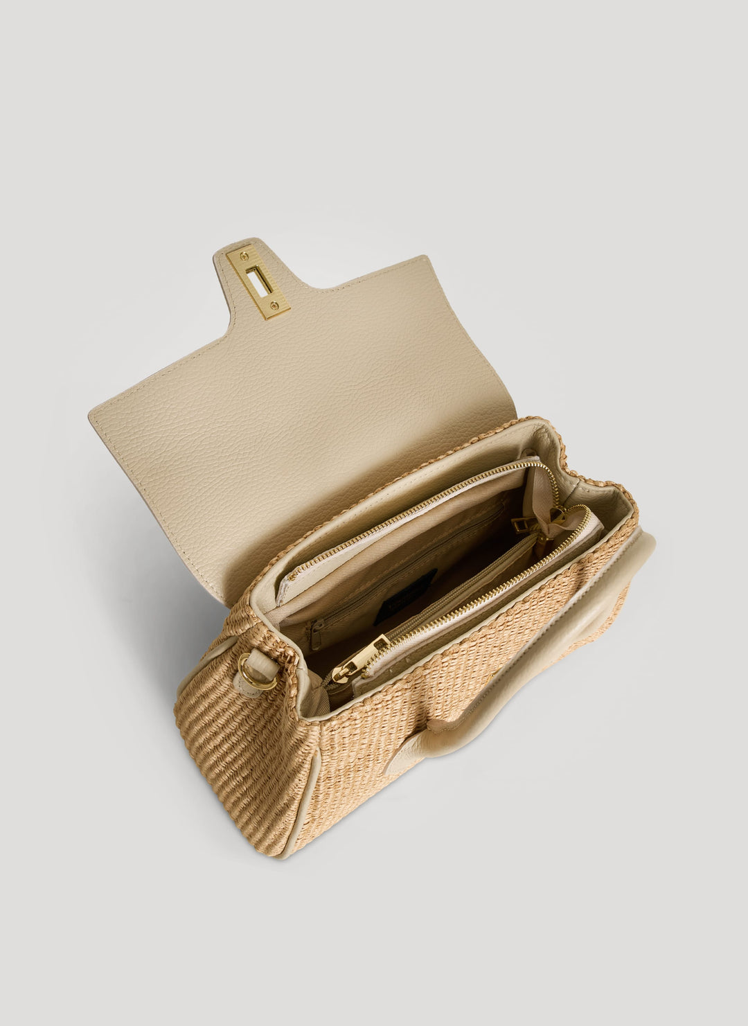 Sac Cécile en Cuir et Raphia Crème