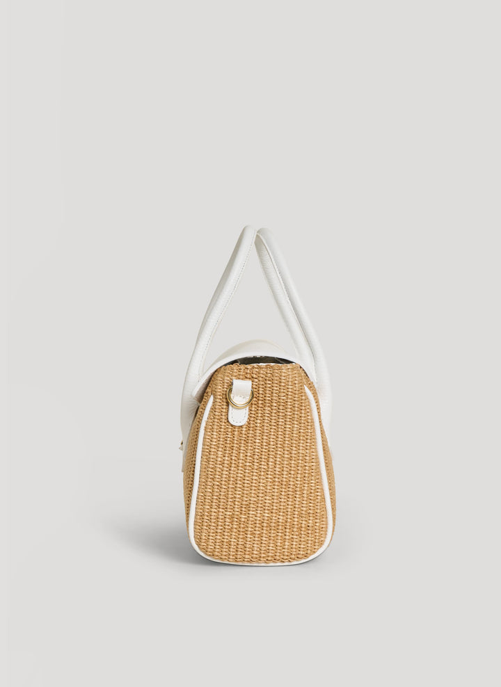 Sac Cécile en Cuir et Raphia Blanc