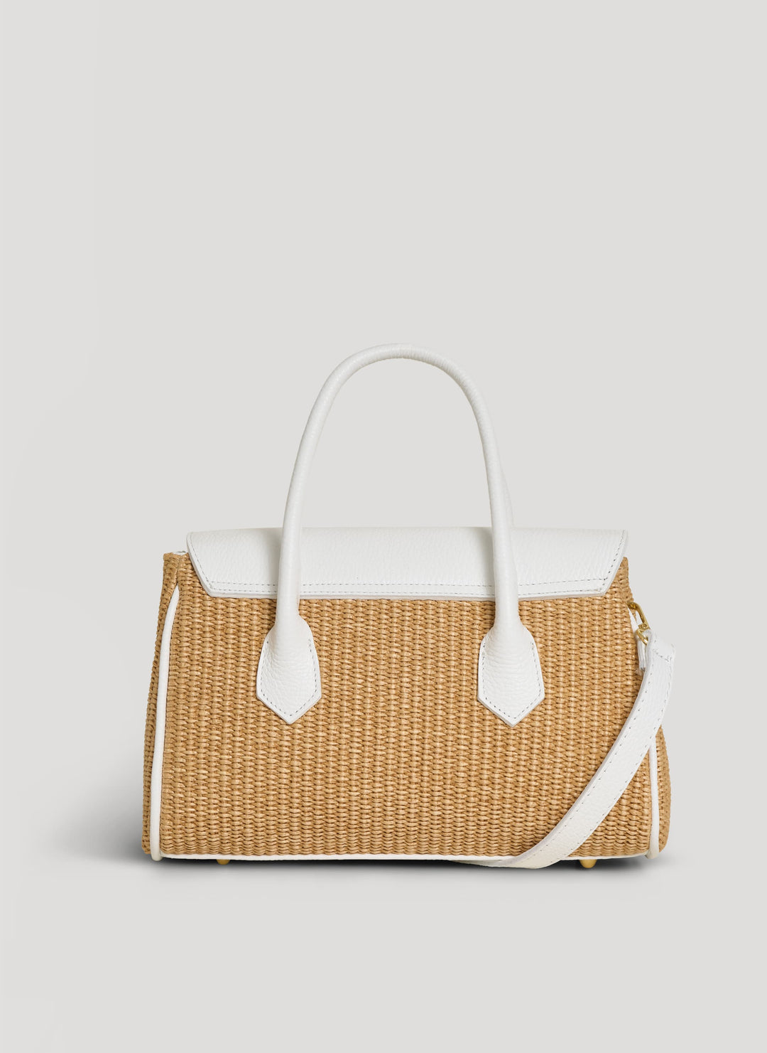 Sac Cécile en Cuir et Raphia Blanc