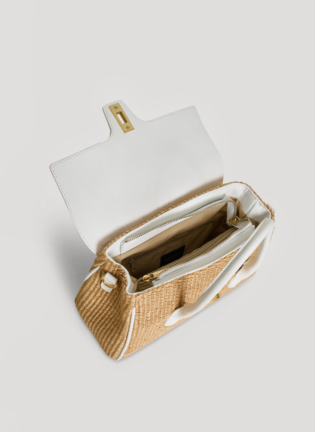Sac Cécile en Cuir et Raphia Blanc