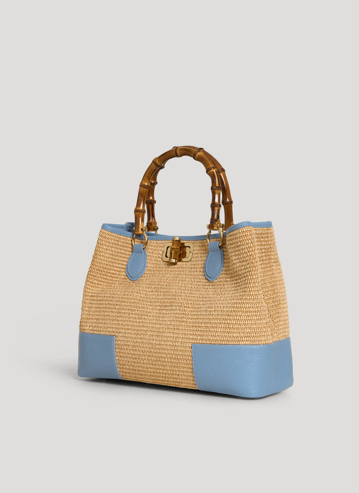 Sac Bamboo Babe en cuir et Rafia Denim