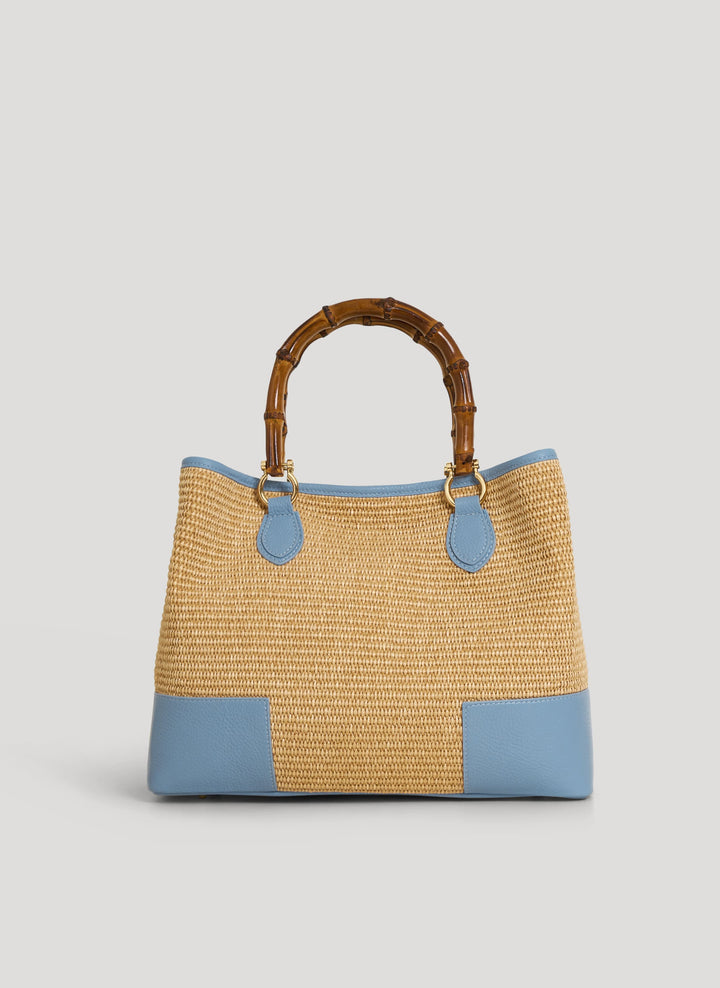 Sac Bamboo Babe en cuir et Rafia Denim