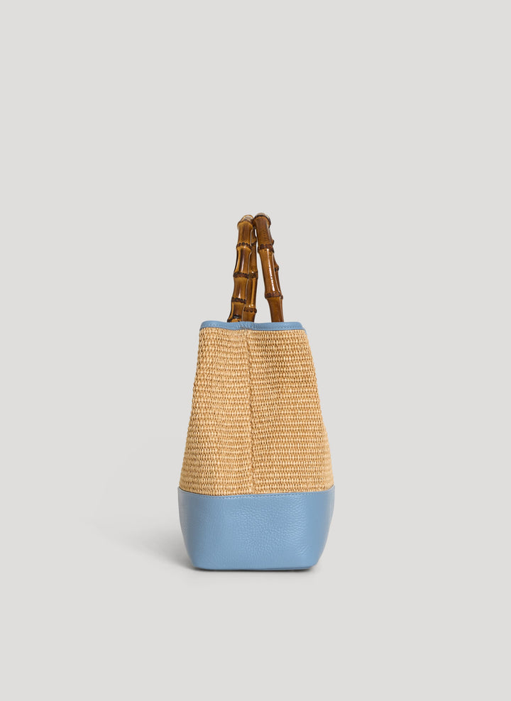 Sac Bamboo Babe en cuir et Rafia Denim