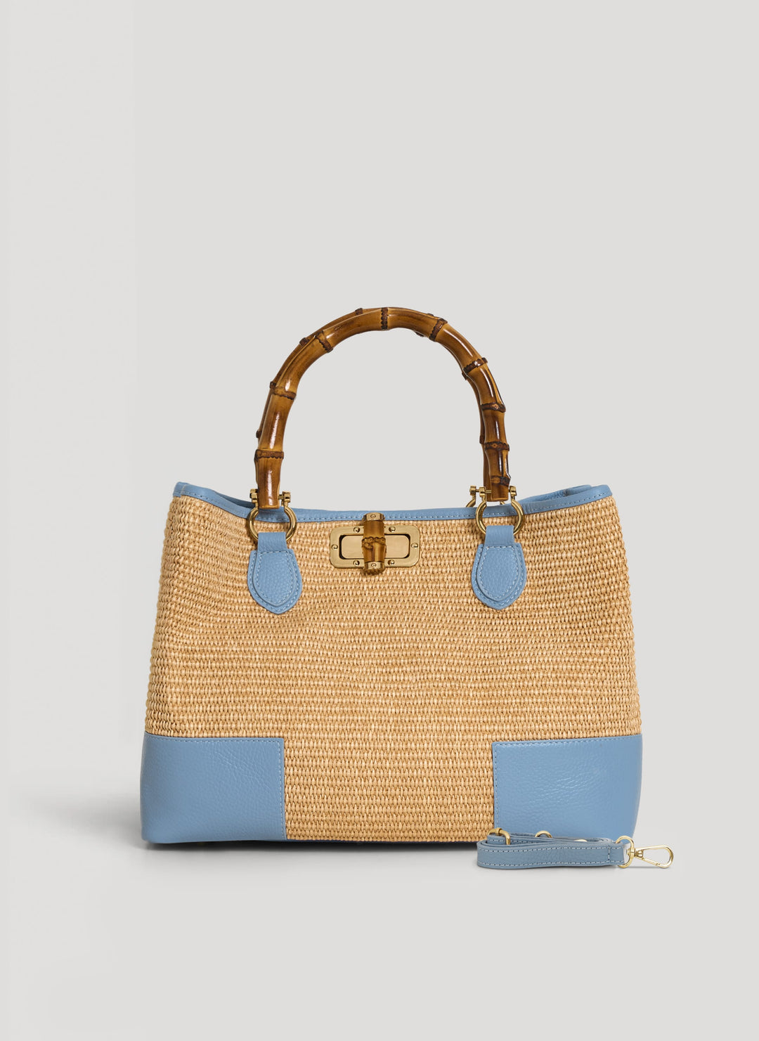 Sac Bamboo Babe en cuir et Rafia Denim