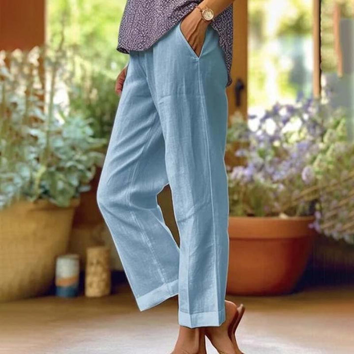 【Coton Et Lin】Pantalon Décontracté Droit