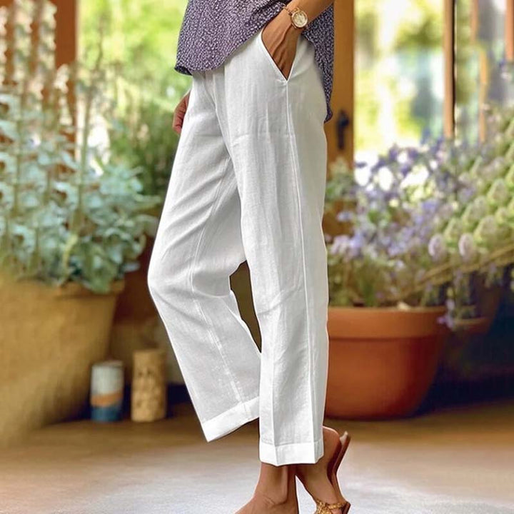 【Coton Et Lin】Pantalon Décontracté Droit