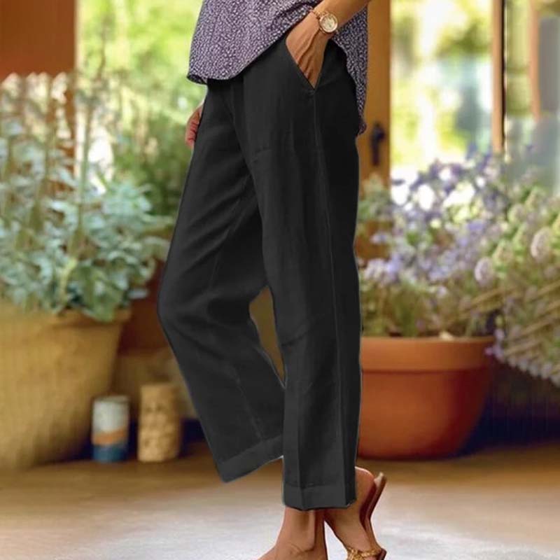 【Coton Et Lin】Pantalon Décontracté Droit