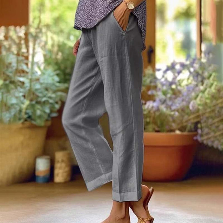【Coton Et Lin】Pantalon Décontracté Droit