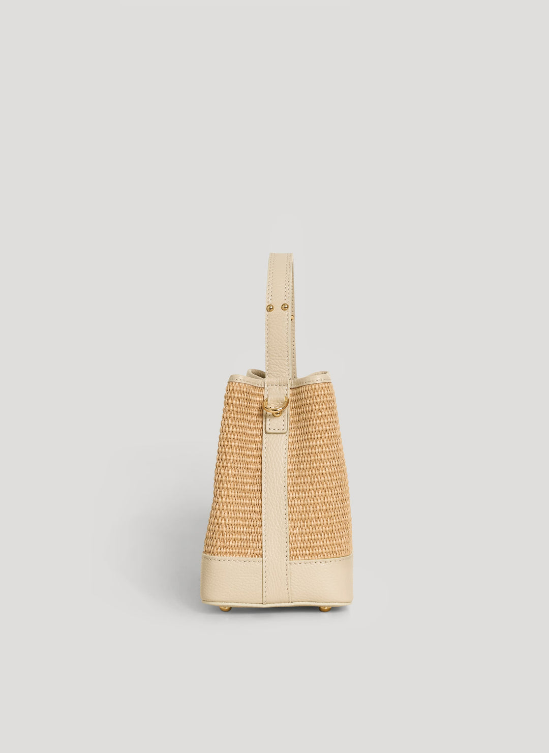 Sac Kendy en cuir et raphia Crème