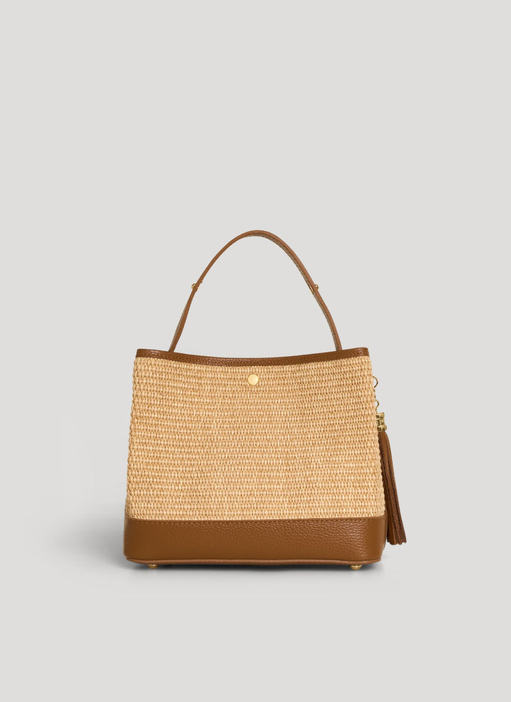 Sac Kendy en cuir et raphia cuir