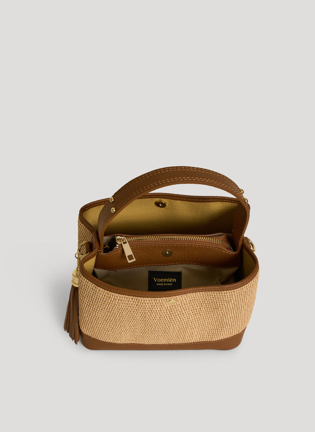 Sac Kendy en cuir et raphia cuir