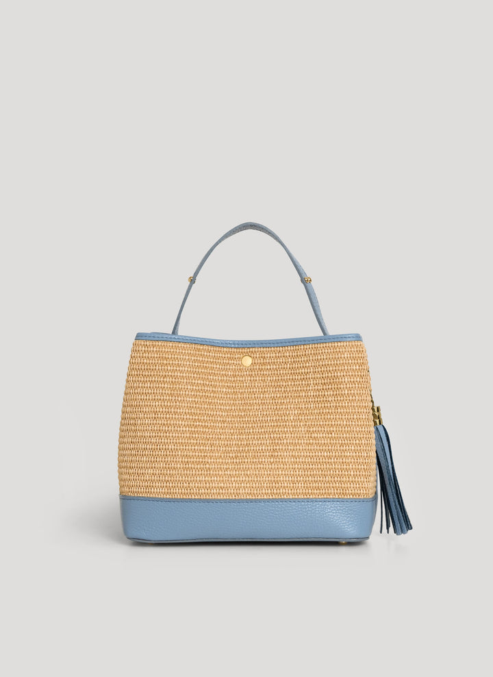Sac Kendy en cuir et raphia Denim