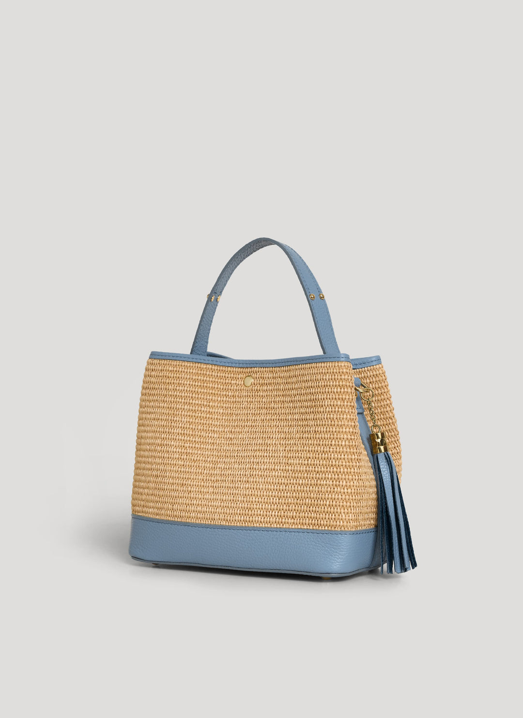 Sac Kendy en cuir et raphia Denim