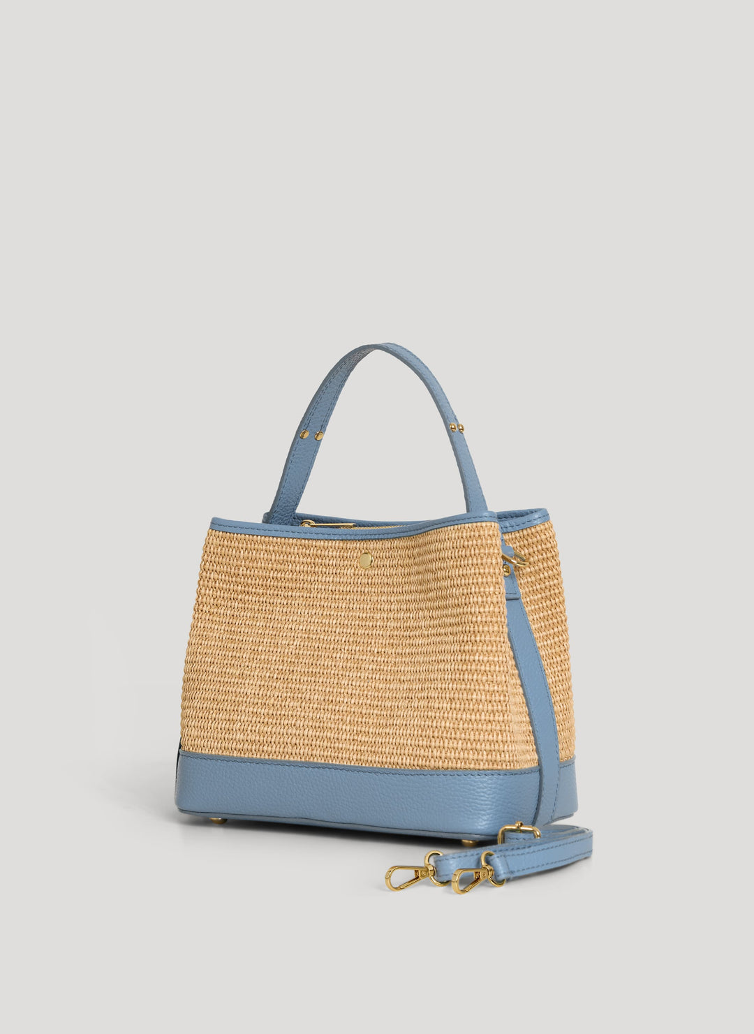 Sac Kendy en cuir et raphia Denim