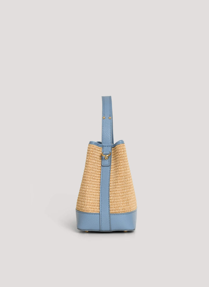 Sac Kendy en cuir et raphia Denim