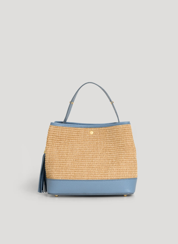Sac Kendy en cuir et raphia Denim