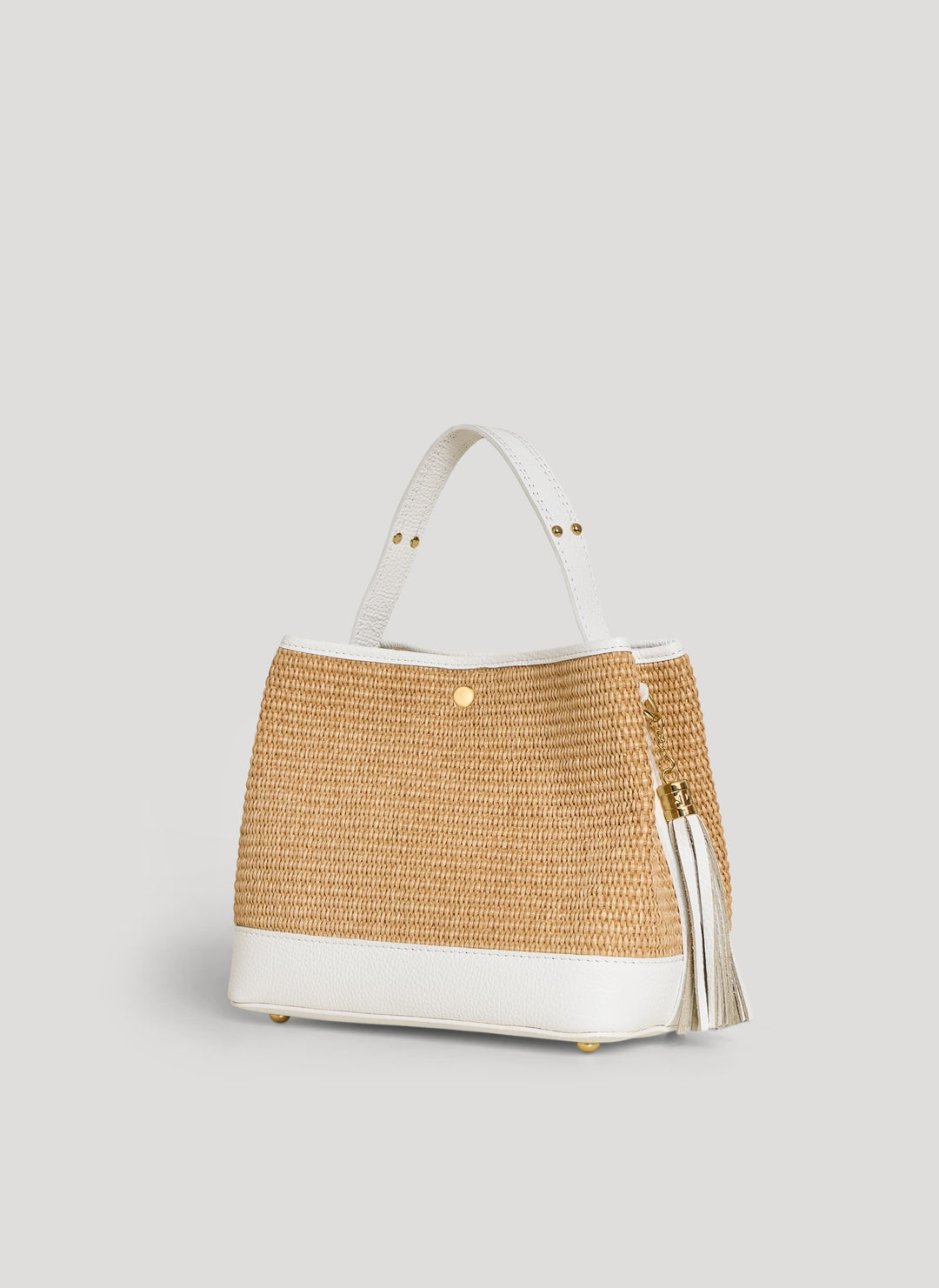 Sac Kendy en cuir et en raphia blanc