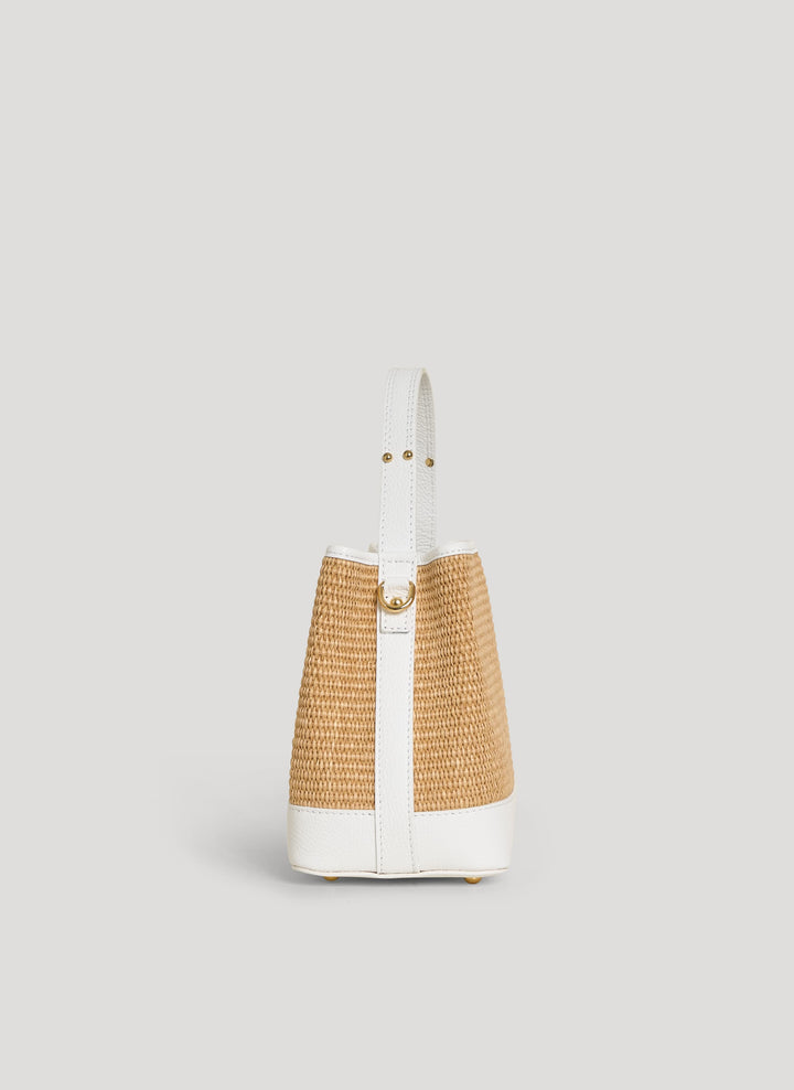 Sac Kendy en cuir et en raphia blanc