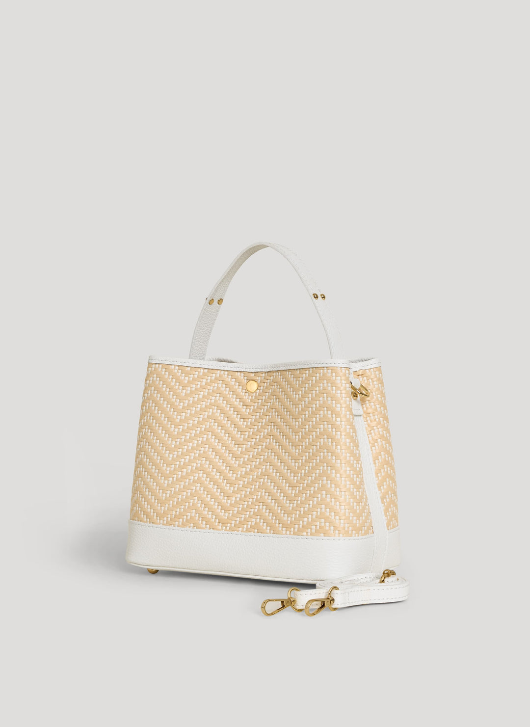 Sac Kendy en Cuir et Raphia Chevron Édition Limitée Blanche