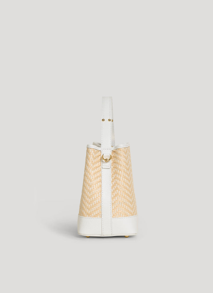 Sac Kendy en Cuir et Raphia Chevron Édition Limitée Blanche