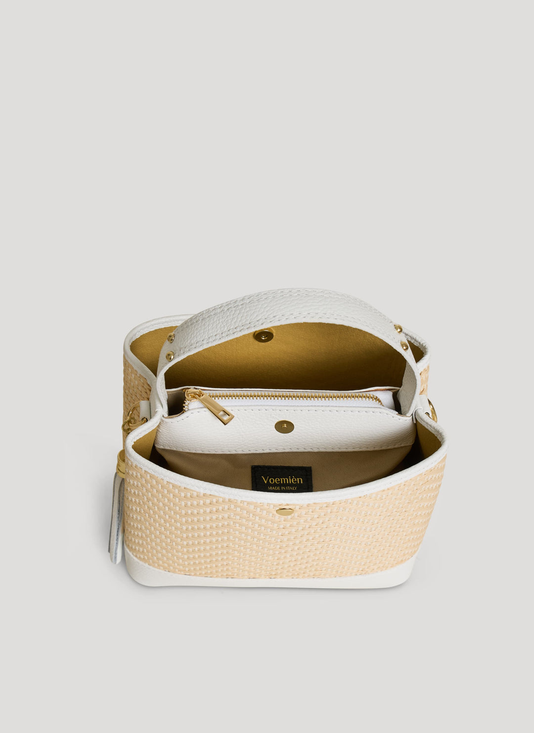 Sac Kendy en Cuir et Raphia Chevron Édition Limitée Blanche
