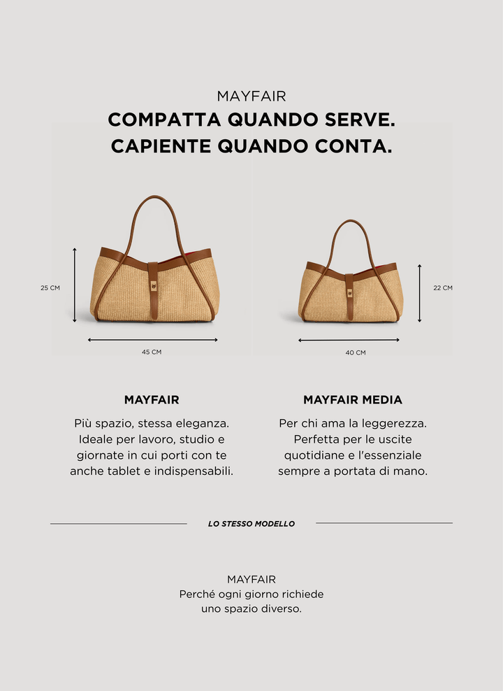 Sac Mayfair Media en cuir et raphia