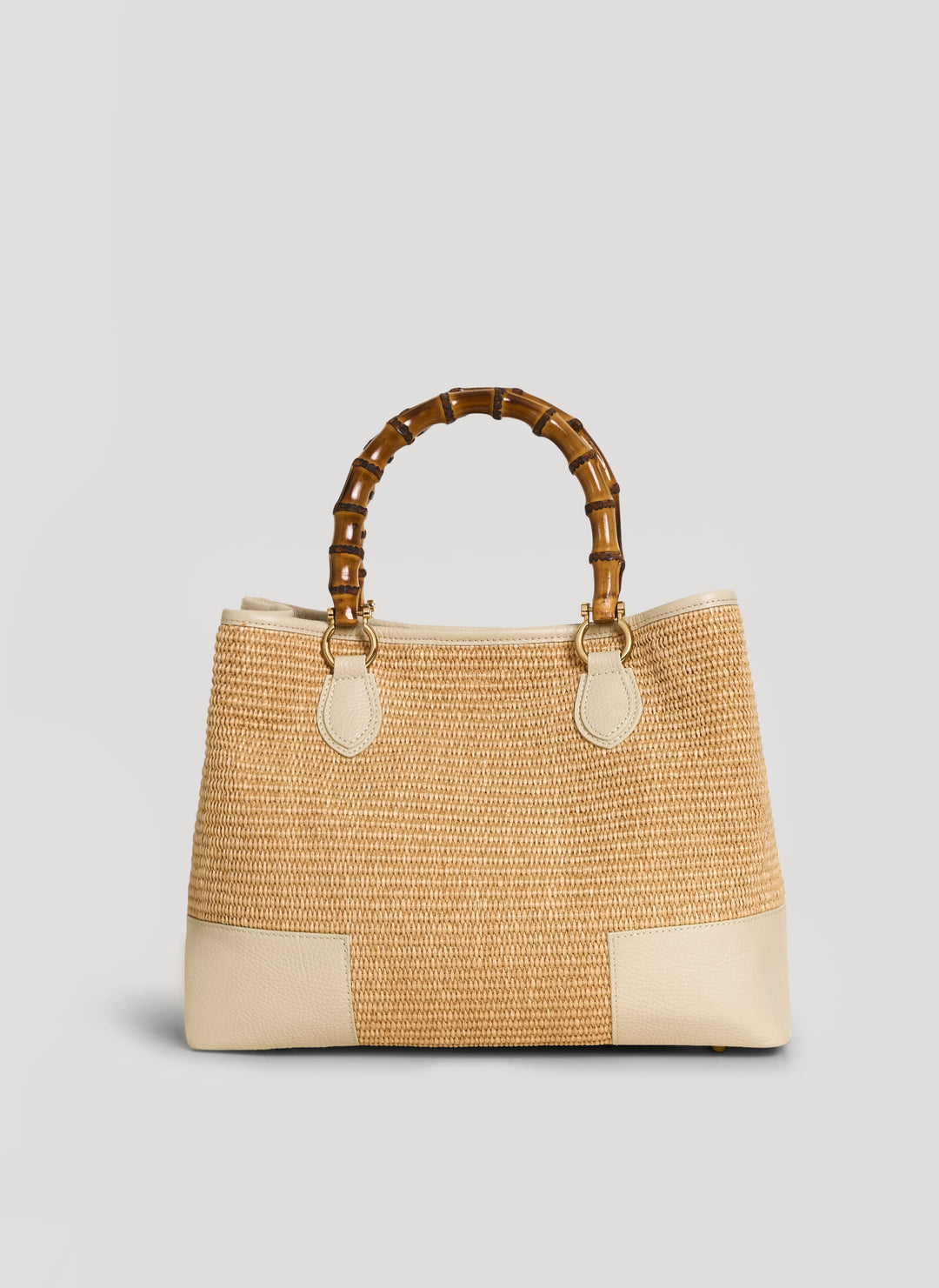 Sac Bamboo Babe en cuir et Rafia Crème