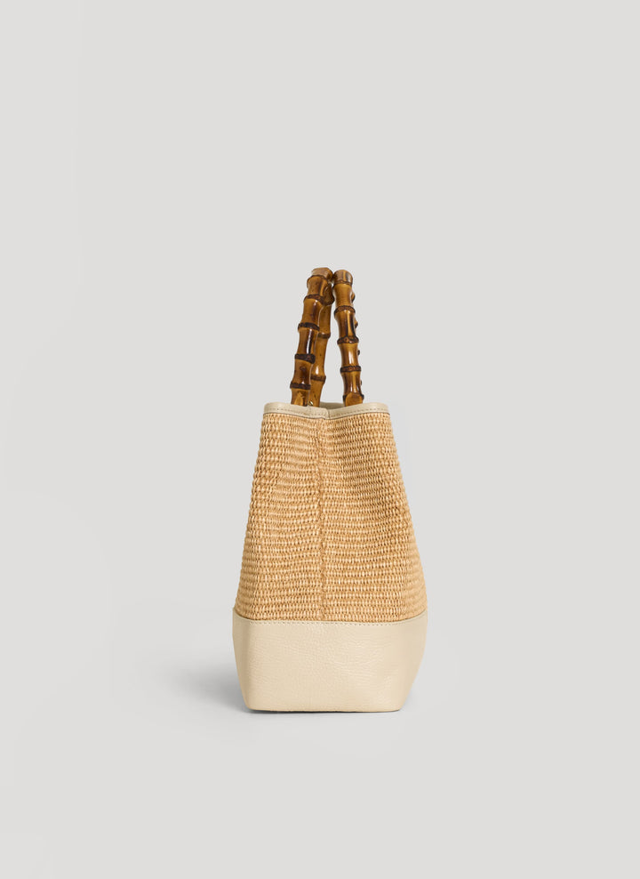 Sac Bamboo Babe en cuir et Rafia Crème