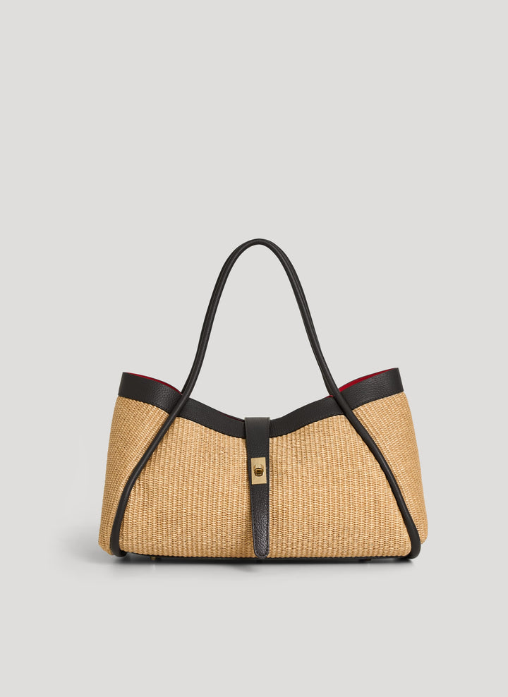 Sac Mayfair en cuir et Rafia Noir