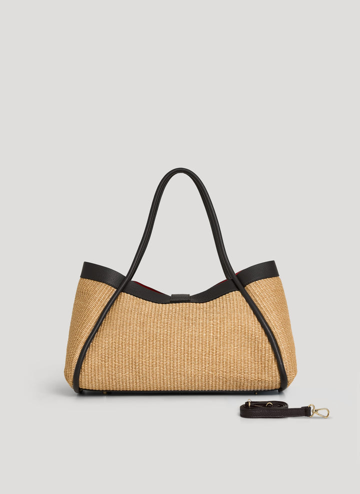 Sac Mayfair en cuir et Rafia Noir